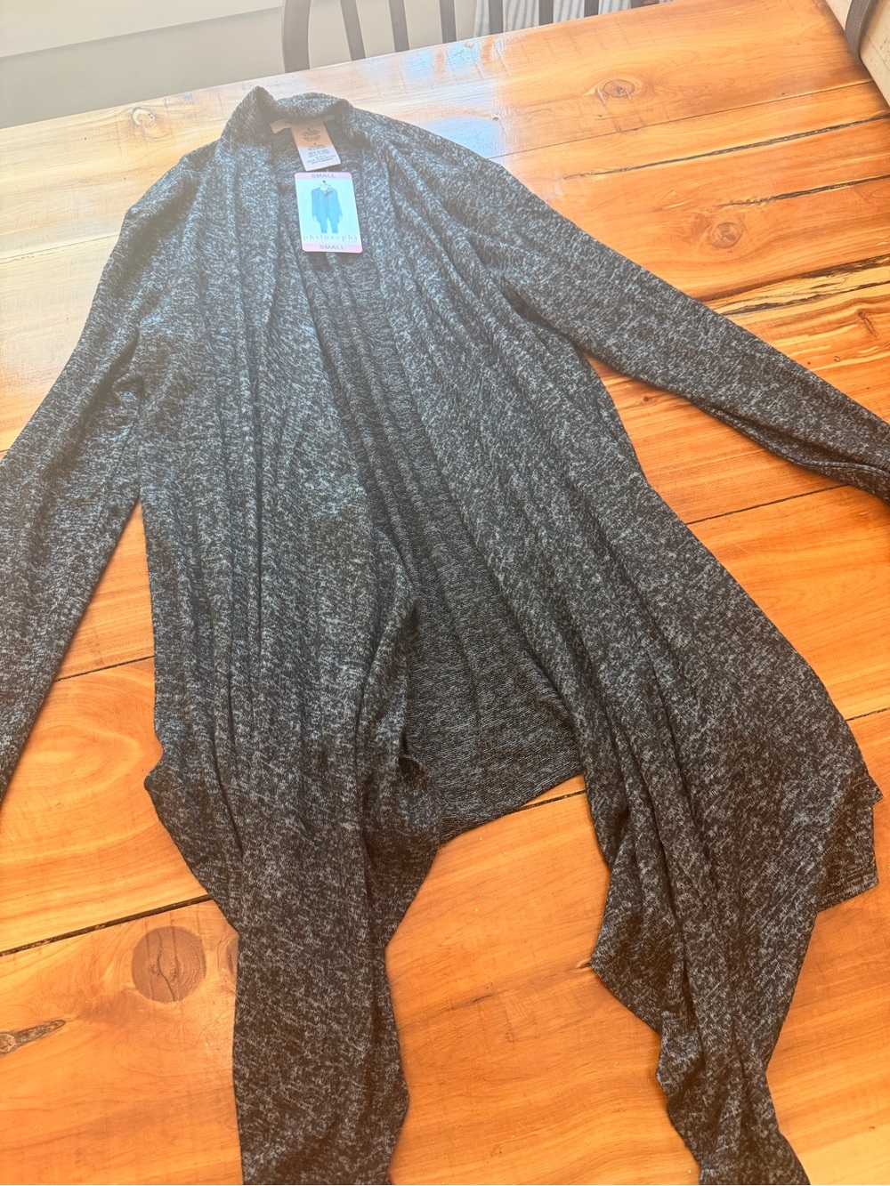 Philosophy Open-Front Draped Cardigan - Charcoal Heather